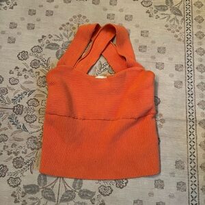 Orange Ribbed Women's Sweater